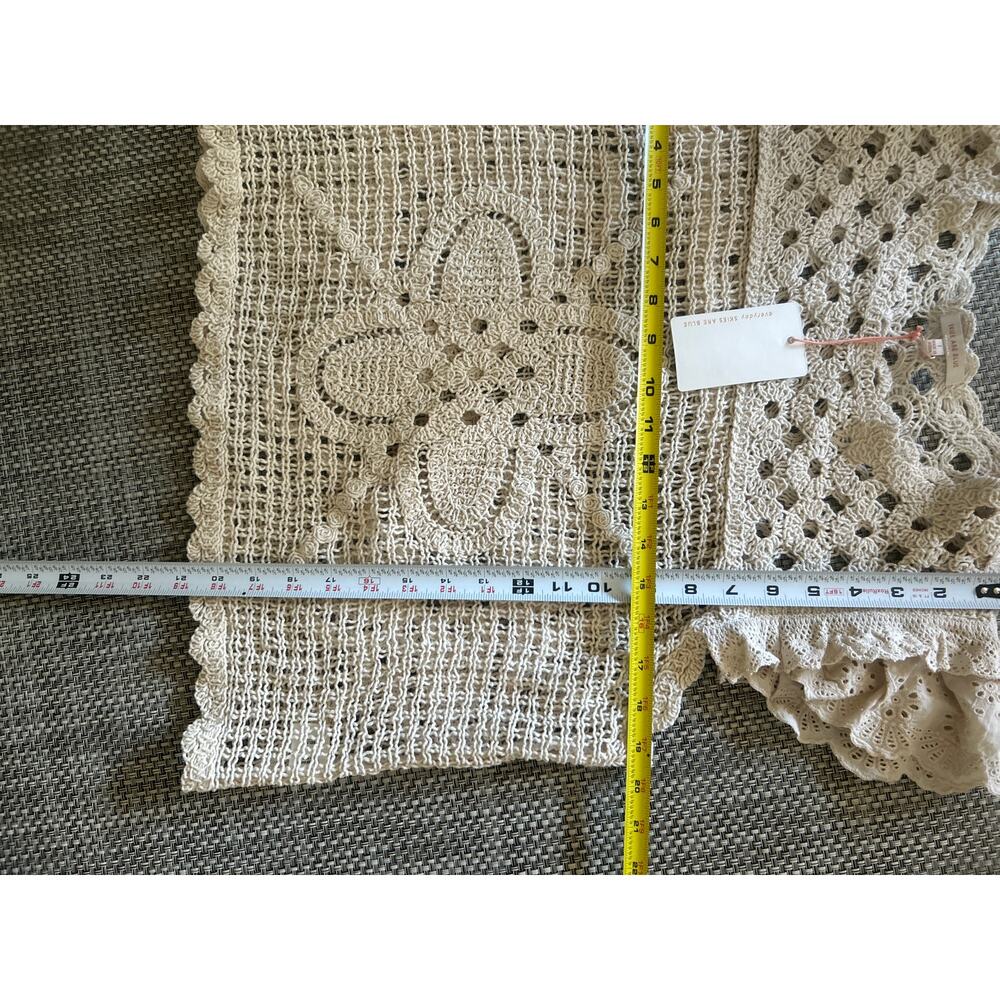SKIES ARE BLUE NWT 100% Cotton Crochet Flutter Sleeve Vest Top Natural Beige L - Picture 6 of 6